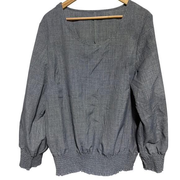 Unbranded Tops - Gray Long Sleeve Blouse Top with Elastic Hem and Cuffs SZ. 1XL